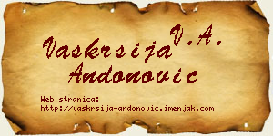 Vaskrsija Andonović vizit kartica